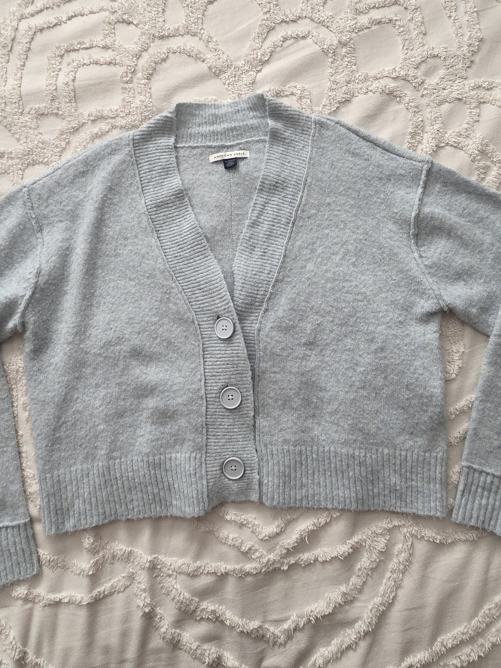 American Eagle Outfitters Light Blue Button-Up V-Neck Cardigan